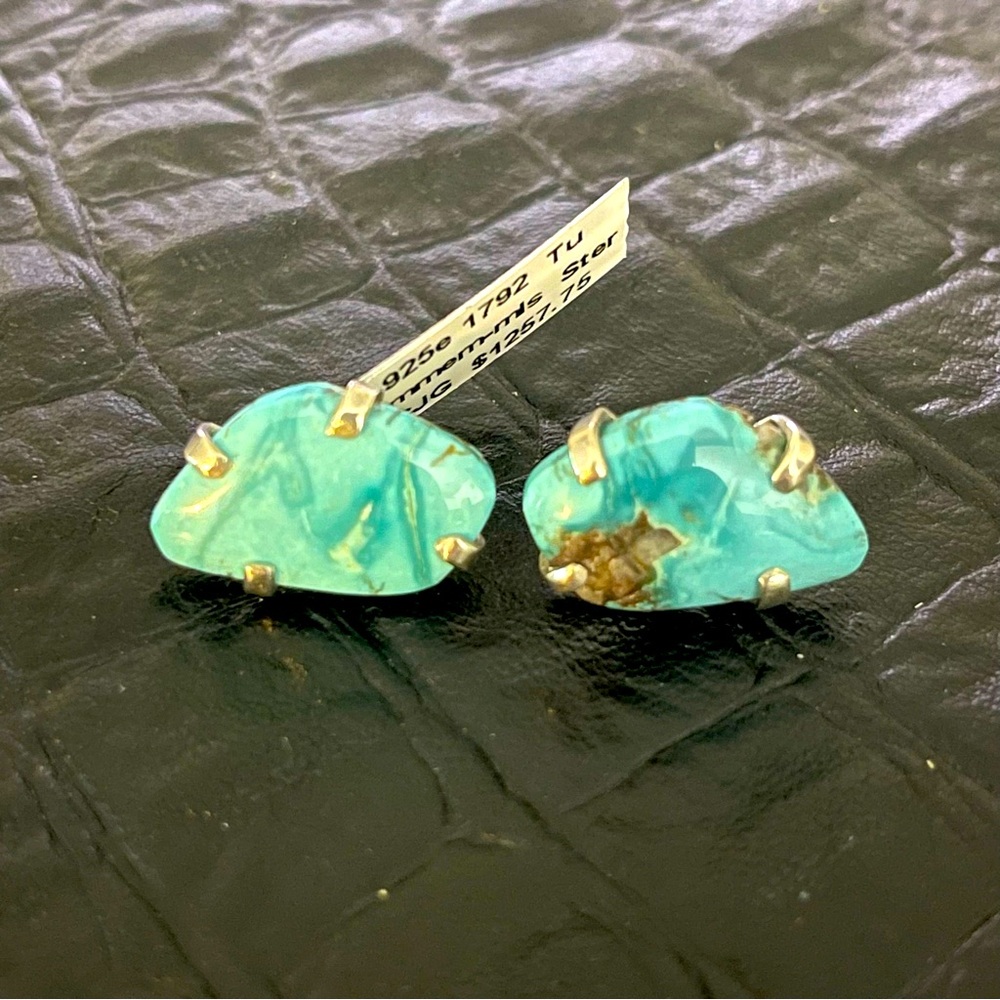 Sterling silver 925 One of a kind Royston Turquoise earrings 16.77 carats